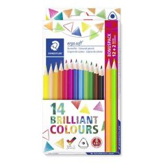  STAEDTLER Színes ceruza készlet, háromszögletű, ajándék 2 db színes ceruzával, STAEDTLER "Ergo Soft", 14 különböző szín