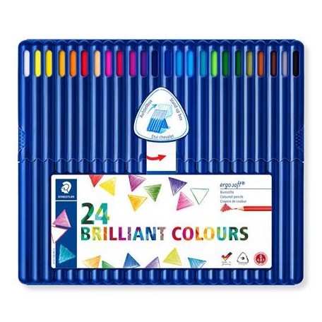 STAEDTLER Színes ceruza készlet, háromszögletű, STAEDTLER "Ergosoft® 157", 24 különböző szín