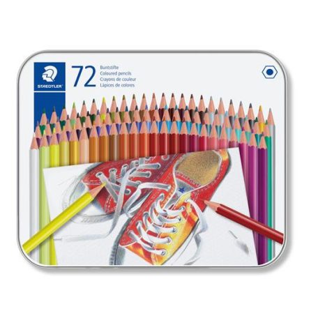 STAEDTLER Színes ceruza készlet, hatszögletű, fém dobozban, STAEDTLER "175", 72 különböző szín