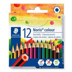   STAEDTLER Színes ceruza készlet, hatszögletű, félhosszú, STAEDTLER "Noris Colour 185", 12 különböző szín