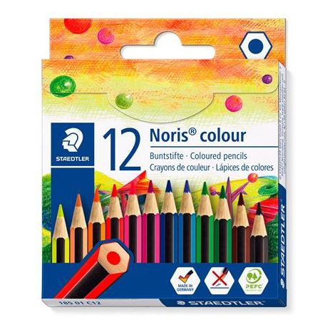STAEDTLER Színes ceruza készlet, hatszögletű, félhosszú, STAEDTLER "Noris Colour 185", 12 különböző szín