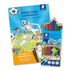   STAEDTLER Színes ceruza készlet, hatszögletű, színezőfüzettel, STAEDTLER "Noris® Colour 185", 12 szín