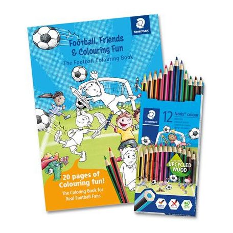 STAEDTLER Színes ceruza készlet, hatszögletű, színezőfüzettel, STAEDTLER "Noris® Colour 185", 12 szín