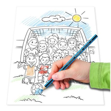 STAEDTLER Színes ceruza készlet, hatszögletű, színezőfüzettel, STAEDTLER "Noris® Colour 185", 12 szín