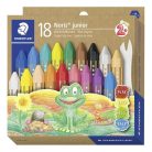 STAEDTLER Zsírkréta, jumbo, hatszögletű, STAEDTLER "Noris Junior 224", 18 különböző szín
