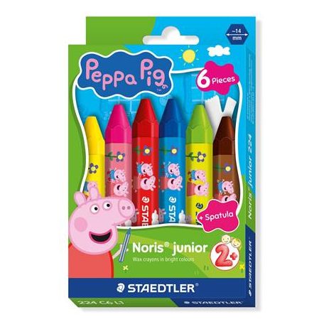 STAEDTLER Zsírkréta, hatszögletű, jumbo, STAEDTLER „Noris® junior 224”, Peppa malac, 6 szín
