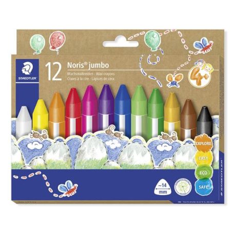 STAEDTLER Zsírkréta, vastag, háromszögletű, STAEDTLER "Noris® jumbo 228 14", 12 különböző szín