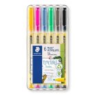 STAEDTLER Tűfilc készlet, 0,6 mm,  STAEDTLER "Noris® 307", 6 különböző szín