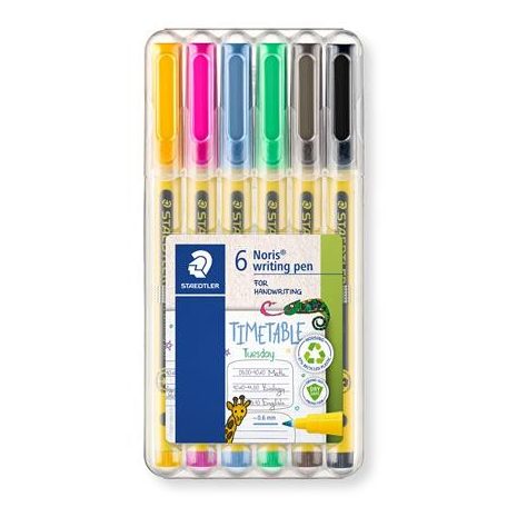 STAEDTLER Tűfilc készlet, 0,6 mm,  STAEDTLER "Noris® 307", 6 különböző szín