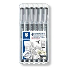   STAEDTLER Tusfilc készlet, STAEDTLER "Pigment Liner 308", fekete, 4+2 darab