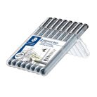 STAEDTLER Tusfilc készlet, 8 különböző vonalvastagság, STAEDTLER "Pigment liner 308", fekete