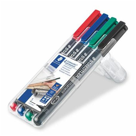 STAEDTLER Alkoholos marker készlet, OHP, 0,4 mm, STAEDTLER "Lumocolor® 313 S", 4 különböző szín
