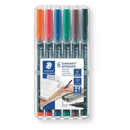STAEDTLER Alkoholos marker készlet, OHP, 0,4 mm, STAEDTLER "Lumocolor® 313 S", 6 különböző szín