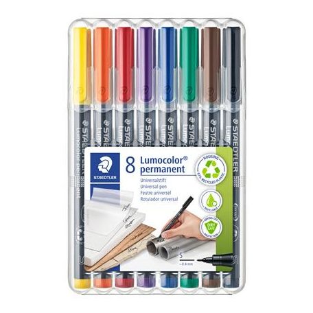 STAEDTLER Alkoholos marker készlet, OHP, 0,4 mm, STAEDTLER "Lumocolor® 313 S", 8 különböző szín
