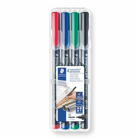 STAEDTLER Alkoholos marker készlet, OHP, 1 mm, STAEDTLER "Lumocolor® 317 M", 4 különböző szín