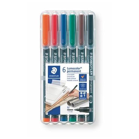 STAEDTLER Alkoholos marker készlet, OHP, 1 mm, STAEDTLER "Lumocolor® 317 M", 6 különböző szín