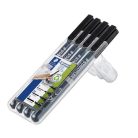 STAEDTLER Alkoholos marker készlet, OHP, STAEDTLER "Lumocolor® 31", 4 különböző vonalvastagság, fekete