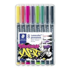   STAEDTLER Alkoholos marker vegyes készlet, OHP, STAEDTLER "Lumocolor® 31", 8 különböző szín, 3-féle vonalvastagság