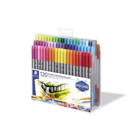 STAEDTLER Filctoll készlet, 0,8/3,0 mm, kétvégű, STAEDTLER® "3200", 120 különböző szín