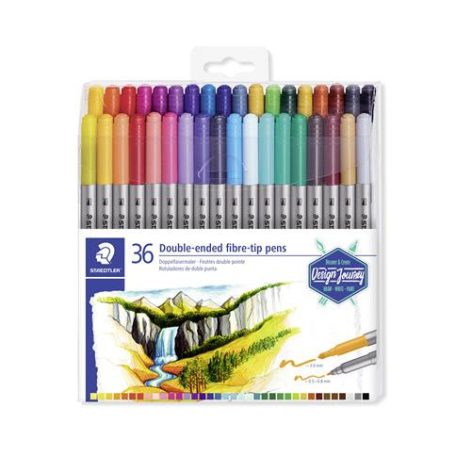 STAEDTLER Filctoll készlet, 0,8/3,0 mm, kétvégű, STAEDTLER® "3200", 36 különböző szín