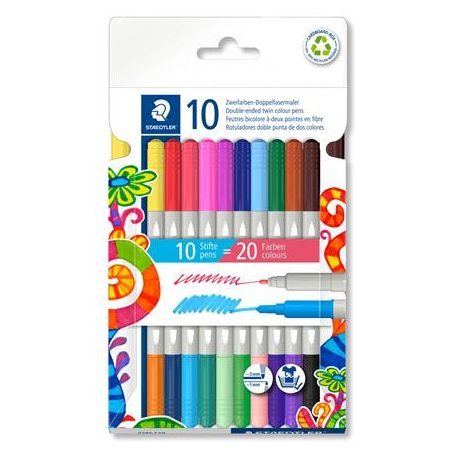 STAEDTLER Filctoll készlet, 1/3 mm, kétvégű, STAEDTLER® "3280", 20 különböző szín