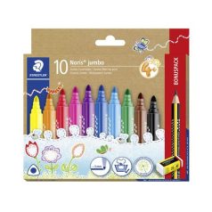   STAEDTLER Filctoll készlet, grafitceruzával, radírral, 3 mm, háromszögletű, STAEDTLER "Noris® jumbo 328", 10+1 szín