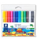 STAEDTLER Filctoll készlet, 3 mm, háromszögletű, kimosható, STAEDTLER "Noris® jumbo 328-B", 12 szín