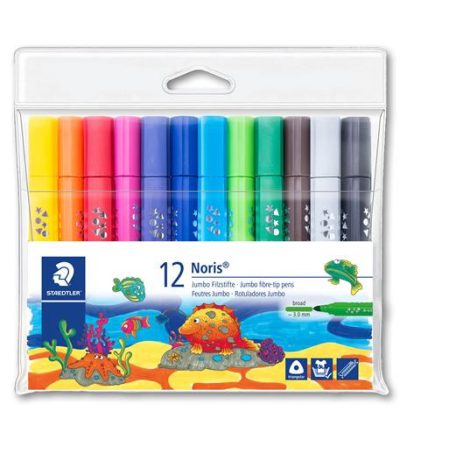 STAEDTLER Filctoll készlet, 3 mm, háromszögletű, kimosható, STAEDTLER "Noris® jumbo 328-B", 12 szín