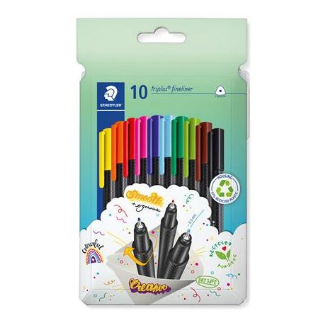 STAEDTLER Tűfilc készlet, 0,3 mm, STAEDTLER "Triplus 334", 10 különböző szín