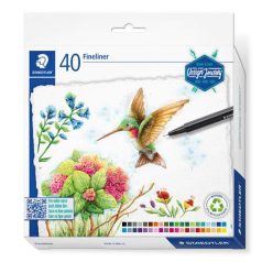   STAEDTLER Tűfilc készlet, 0,3 mm, STAEDTLER "triplus® fineliner 334", 40 különböző szín