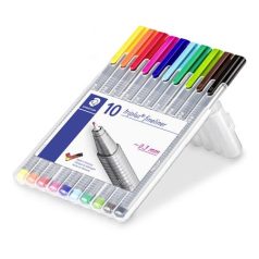   STAEDTLER Tűfilc készlet, 0,3 mm, STAEDTLER "Triplus 334", 10 különböző szín