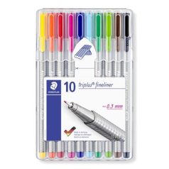   STAEDTLER Tűfilc készlet, 0,3 mm, STAEDTLER "Triplus 334", 10 különböző szín