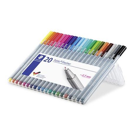 STAEDTLER Tűfilc készlet, 0,3 mm, STAEDTLER "Triplus 334", 20 különböző szín