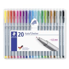   STAEDTLER Tűfilc készlet, 0,3 mm, STAEDTLER "Triplus 334", 20 különböző szín