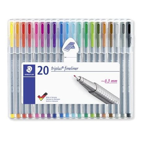 STAEDTLER Tűfilc készlet, 0,3 mm, STAEDTLER "Triplus 334", 20 különböző szín