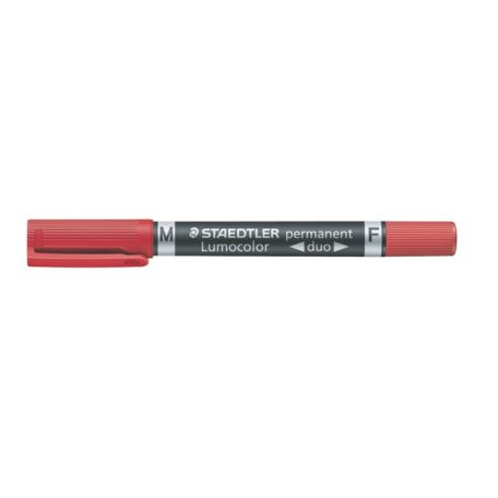 STAEDTLER Alkoholos marker, 0,6/1,5 mm, kúpos, kétvégű, STAEDTLER "Lumocolor® duo 348", piros