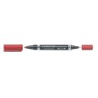 STAEDTLER Alkoholos marker, 0,6/1,5 mm, kúpos, kétvégű, STAEDTLER "Lumocolor® duo 348", piros