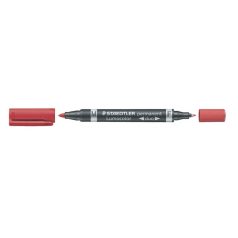   STAEDTLER Alkoholos marker, 0,6/1,5 mm, kúpos, kétvégű, STAEDTLER "Lumocolor® duo 348", piros