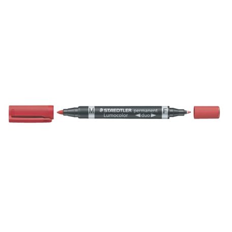 STAEDTLER Alkoholos marker, 0,6/1,5 mm, kúpos, kétvégű, STAEDTLER "Lumocolor® duo 348", piros