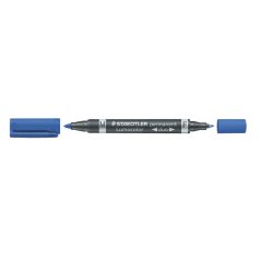   STAEDTLER Alkoholos marker, 0,6/1,5 mm, kúpos, kétvégű, STAEDTLER "Lumocolor® duo 348", kék