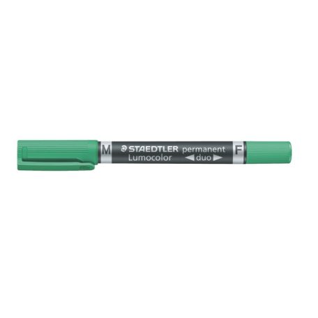 STAEDTLER Alkoholos marker, 0,6/1,5 mm, kúpos, kétvégű, STAEDTLER "Lumocolor® duo 348", zöld