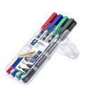 STAEDTLER Alkoholos marker készlet, 0,6/1,5 mm, kúpos, kétvégű, STAEDTLER "Lumocolor® duo 348", 4 különböző szín