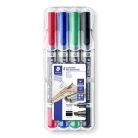 STAEDTLER Alkoholos marker készlet, 0,6/1,5 mm, kúpos, kétvégű, STAEDTLER "Lumocolor® duo 348", 4 különböző szín