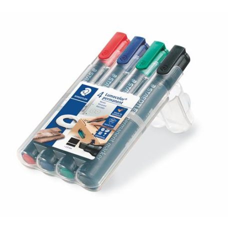 STAEDTLER Alkoholos marker készlet, 2-5 mm, vágott, STAEDTLER "Lumocolor® 350", 4 különböző szín