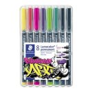 STAEDTLER Alkoholos marker készlet, 2-5 mm, vágott, STAEDTLER "Lumocolor® 350", 6 különböző szín