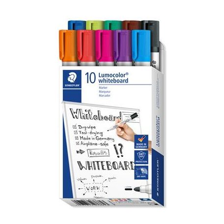 STAEDTLER Táblamarker készlet, 2 mm, kúpos, STAEDTLER "Lumocolor® 351", 10 különböző szín
