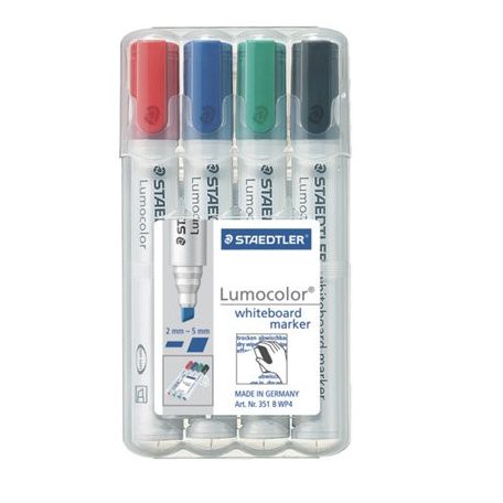 STAEDTLER Táblamarker készlet, 2-5 mm, vágott, STAEDTLER "Lumocolor® 351 B", 4 különböző szín