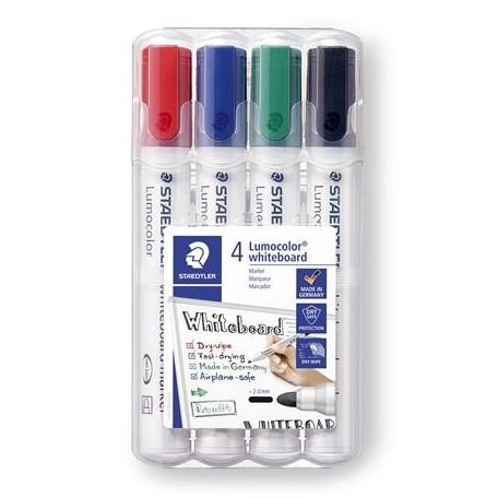 STAEDTLER Táblamarker készlet, 2 mm, kúpos, STAEDTLER "Lumocolor® 351", 4 különböző szín