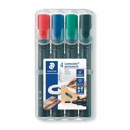 STAEDTLER Alkoholos marker készlet, 2 mm, kúpos, STAEDTLER "Lumocolor® 352", 4 különböző szín
