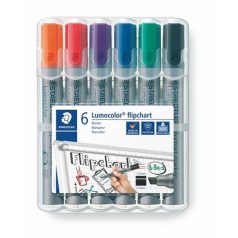   STAEDTLER Flipchart marker készlet, 2-5 mm, vágott, STAEDTLER "Lumocolor 356 B", 6 különböző szín